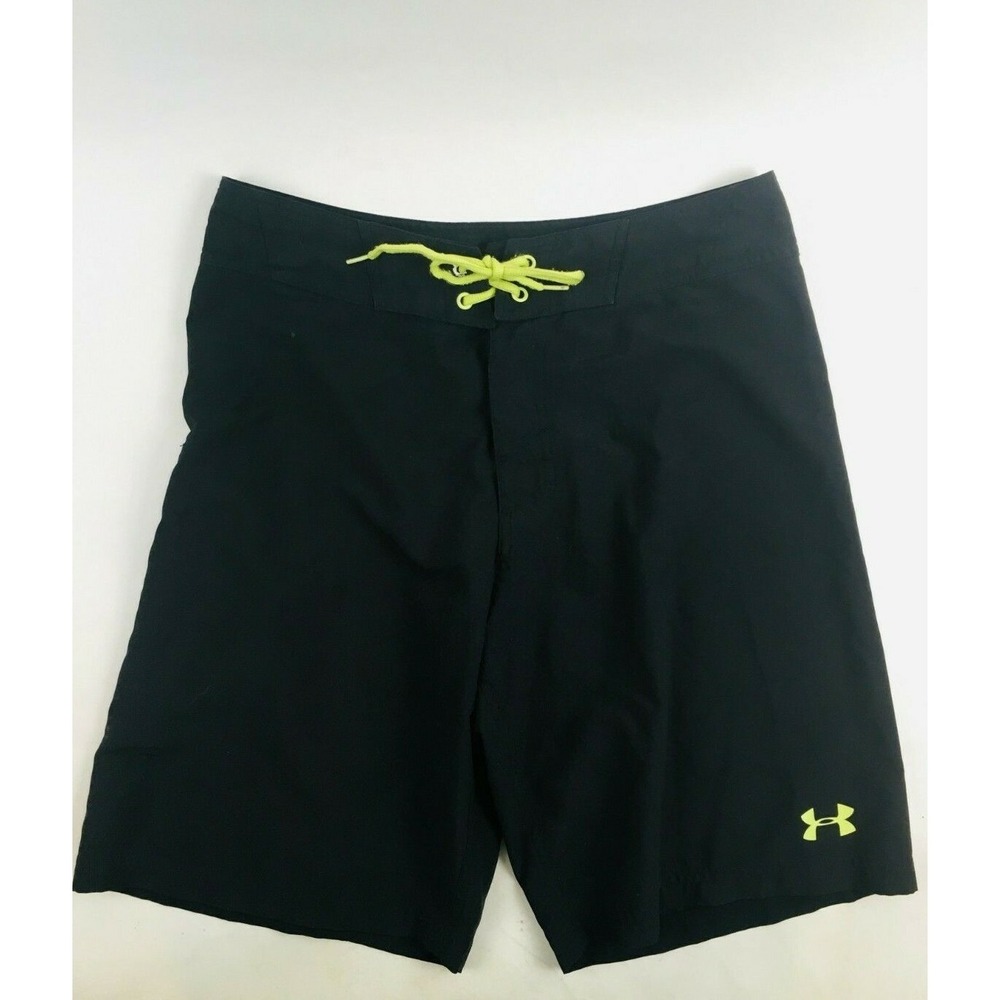 Heat Gear Shorts Men's Size 32 Black Swimming Board Trunks Logo Drawstring